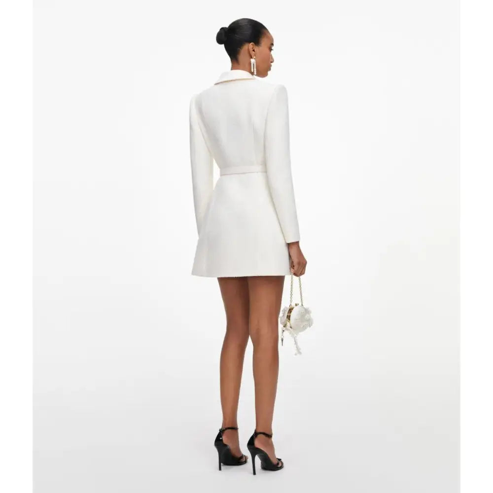 Self-Portrait Cream Boucle Tailored Mini Dress - Dress