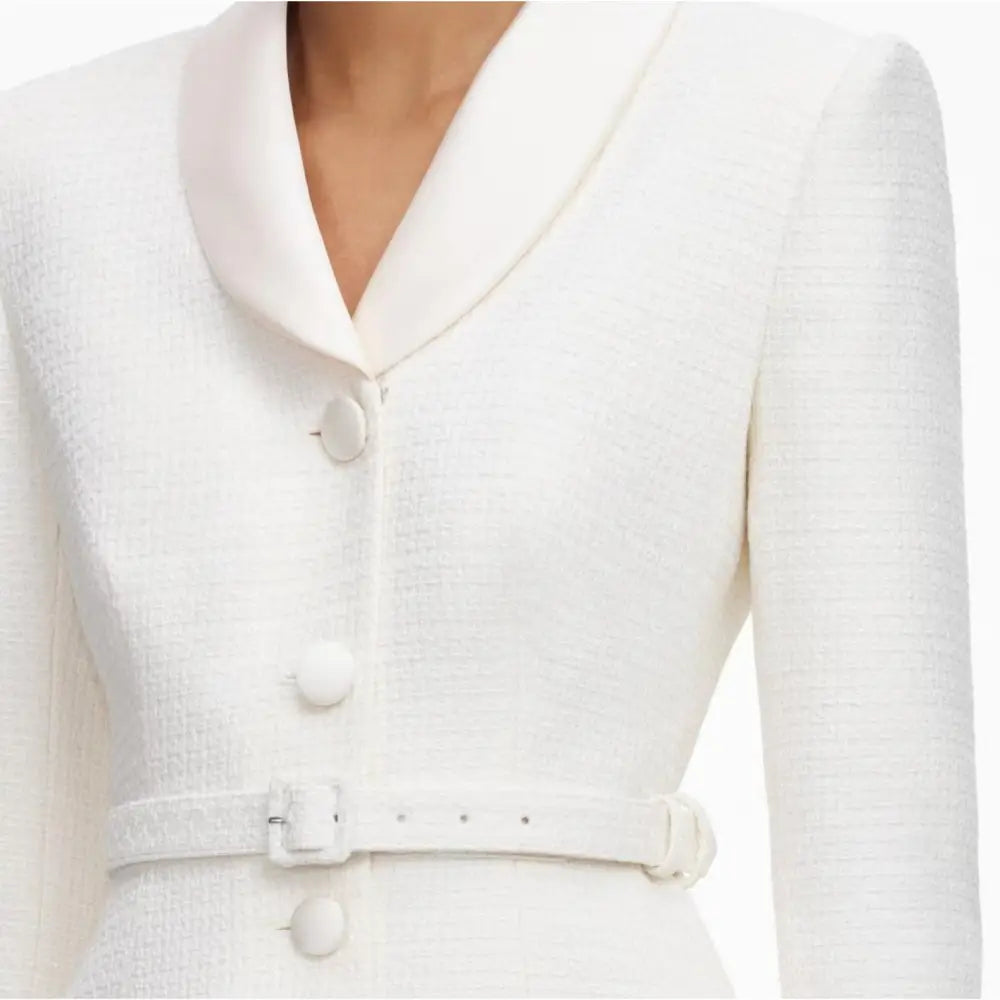 Self-Portrait Cream Boucle Tailored Mini Dress - Dress