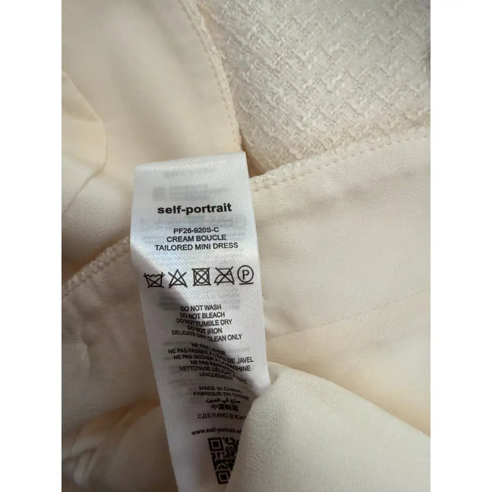 Self-Portrait Cream Boucle Tailored Mini Dress - Dress