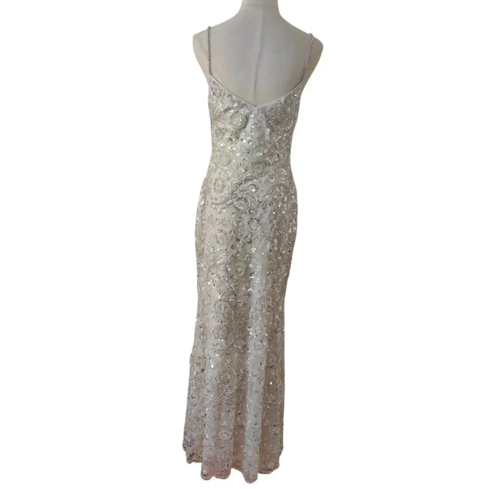 self portrait floral sequin dress Cream Floral Sequin Maxi Dress