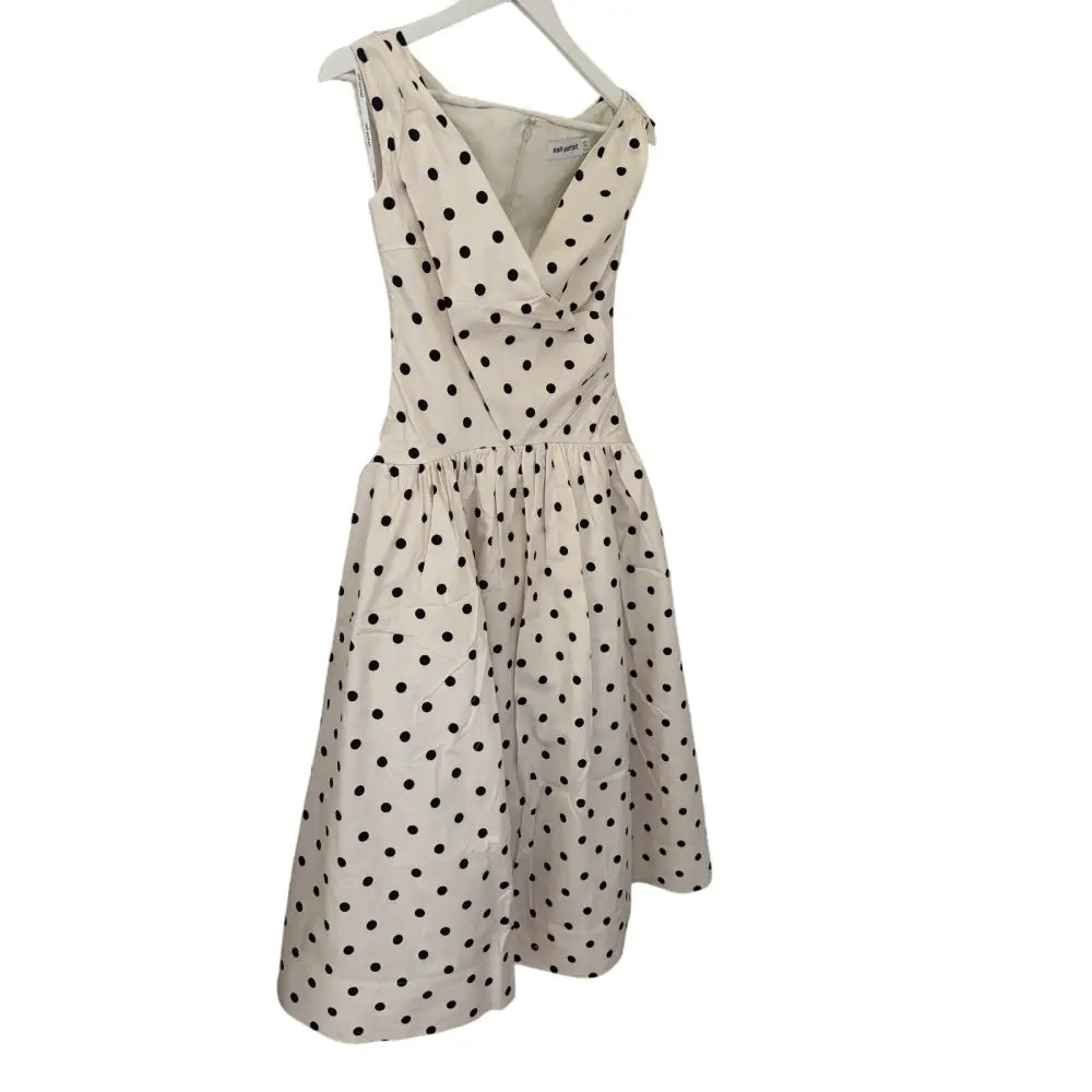Self Portrait Cream Polka Dot Cotton Midi Dress - Dress
