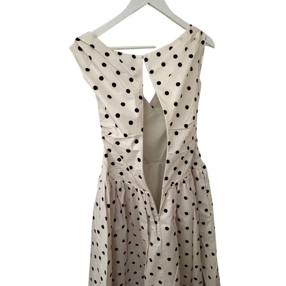 Self Portrait Cream Polka Dot Cotton Midi Dress - Dress