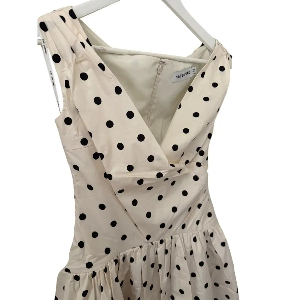 Self Portrait Cream Polka Dot Cotton Midi Dress - Dress