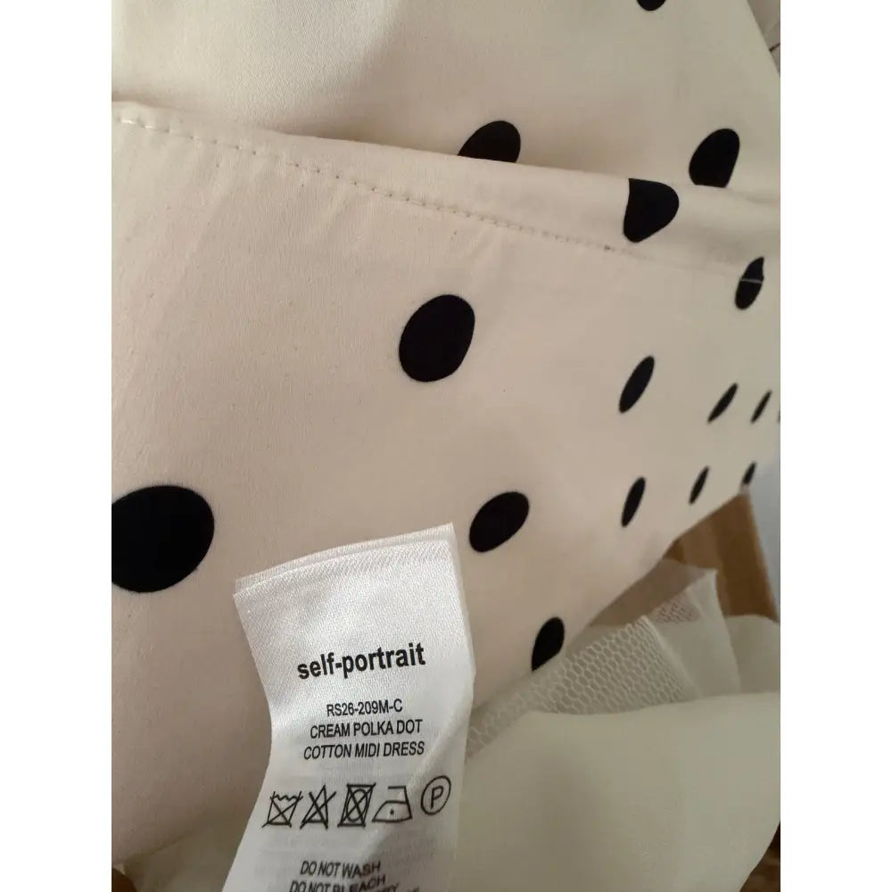 Self Portrait Cream Polka Dot Cotton Midi Dress - Dress