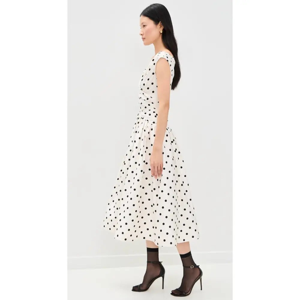 Self Portrait Cream Polka Dot Cotton Midi Dress - Dress