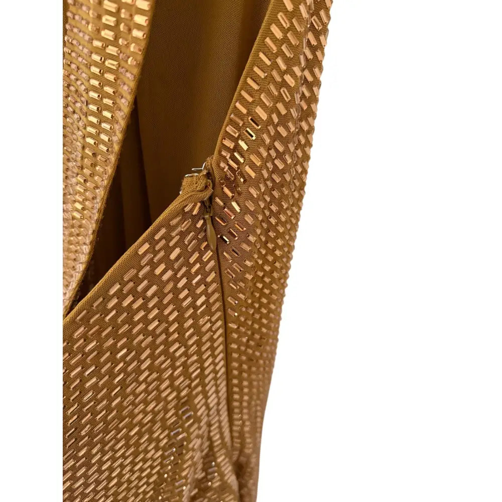 Self-Portrait Gold Rhinestone Halter Maxi Dress - Dress