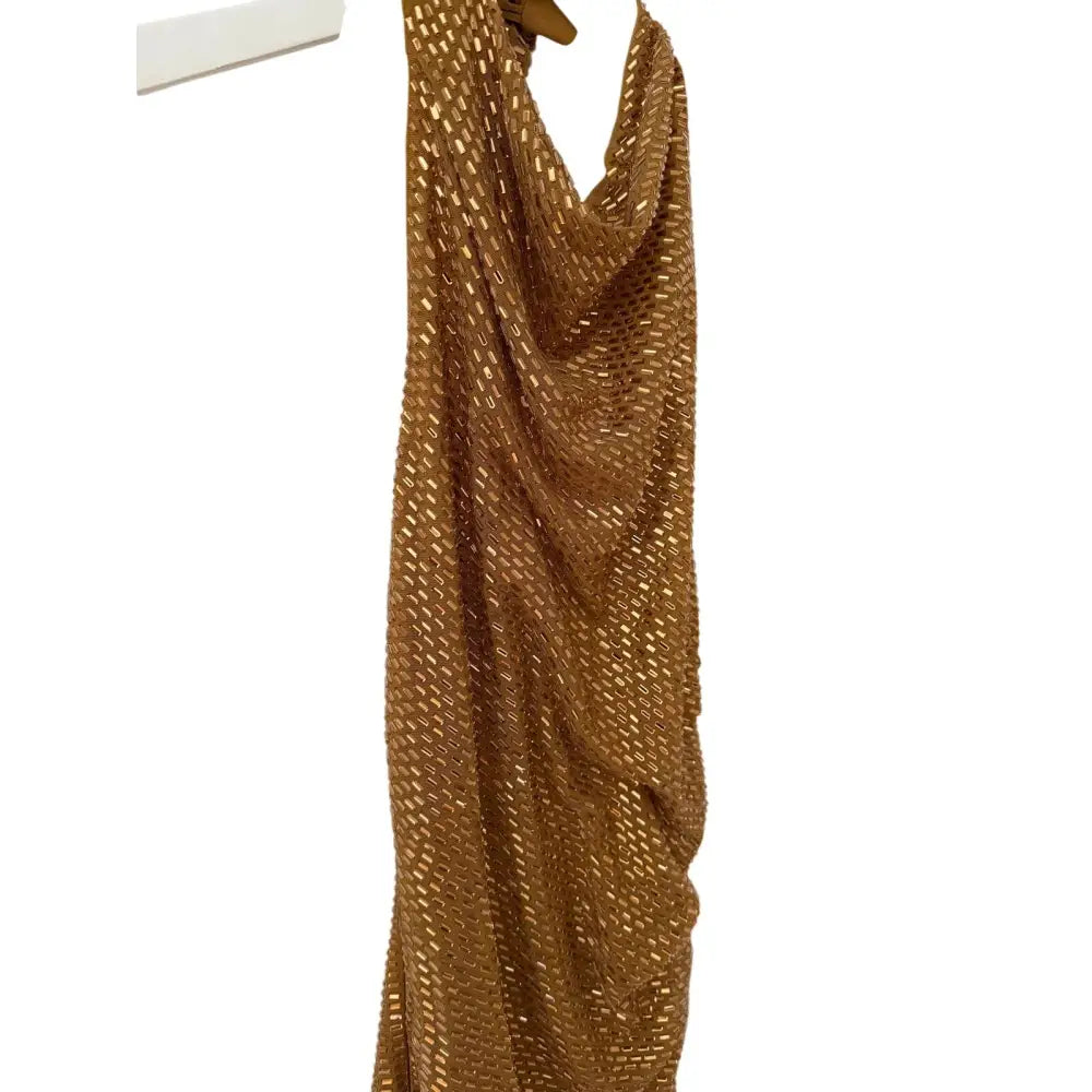 Self-Portrait Gold Rhinestone Halter Maxi Dress - Dress