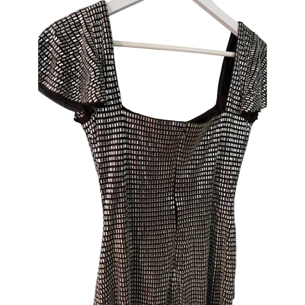 Self-Portrait Grey Rhinestone Mesh Mini Dress - Dress