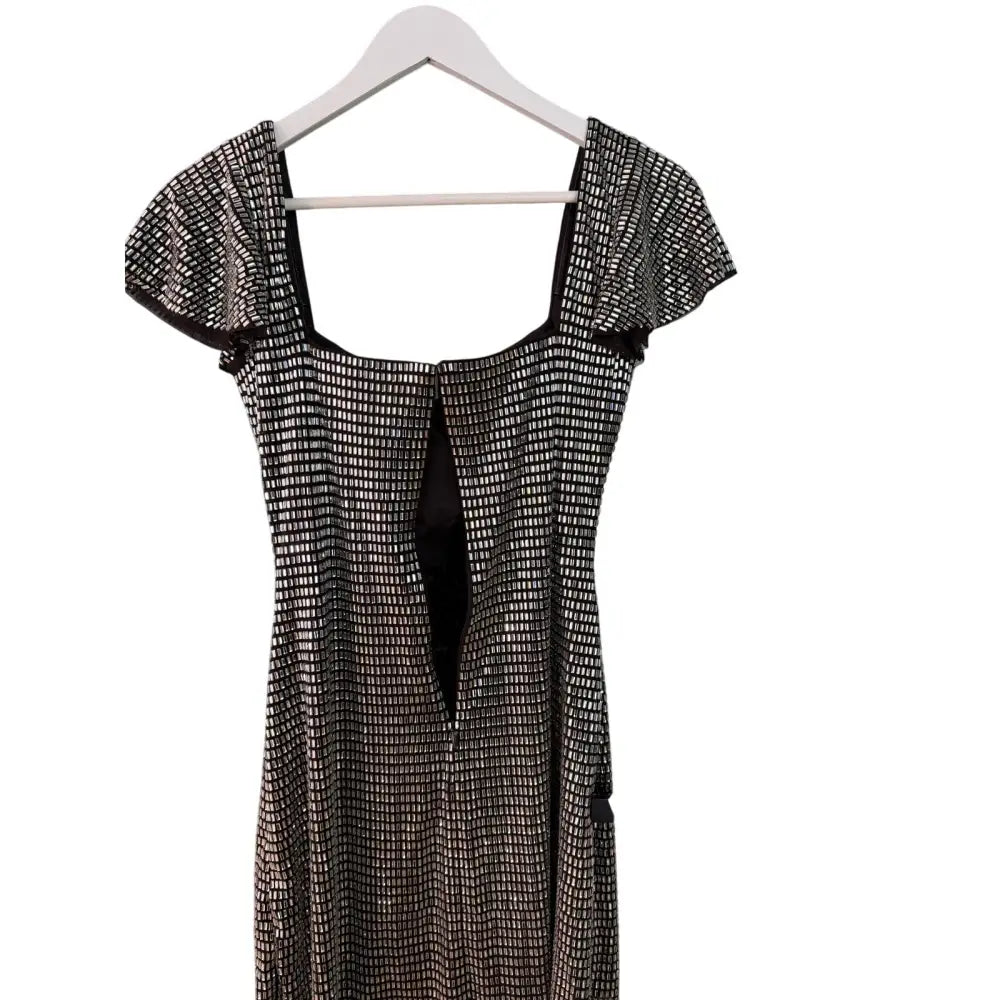 Self-Portrait Grey Rhinestone Mesh Mini Dress - Dress