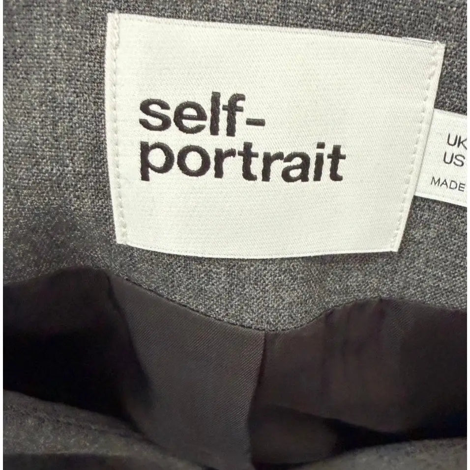 Self-Portrait Grey Wool Collarless Jacket - Jacket
