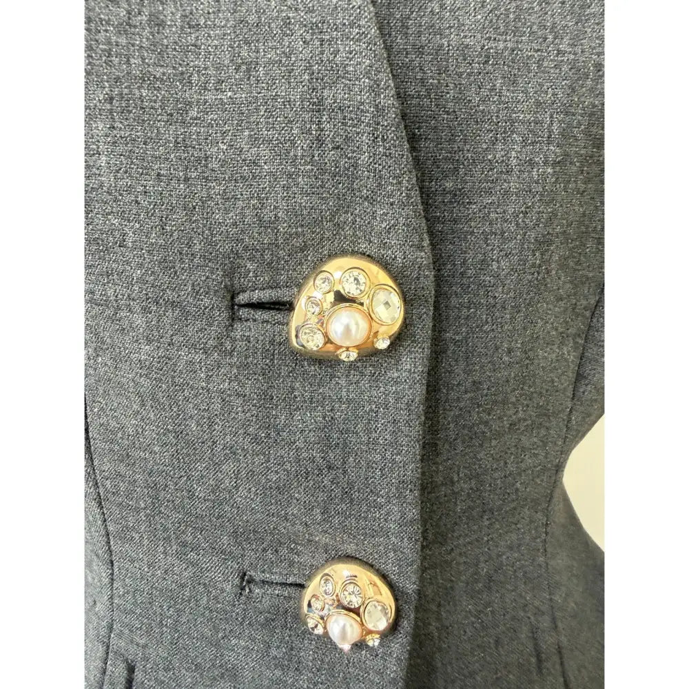 Self-Portrait Grey Wool Collarless Jacket - Jacket