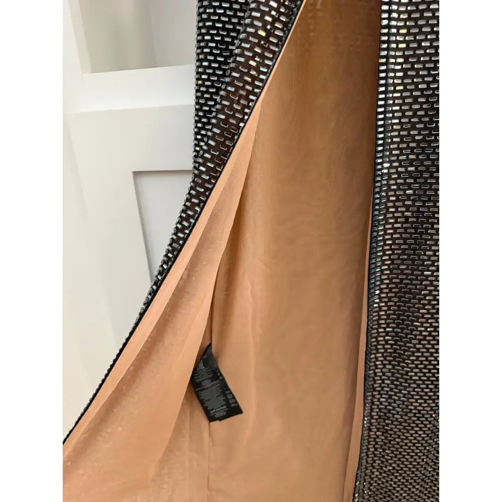 Self-Portrait Gunmetal Square Neck Rhinestone Maxi Dress - Dress