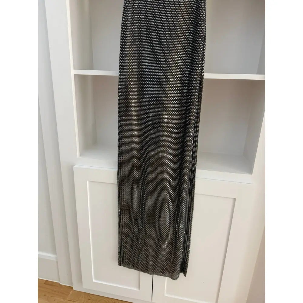 Self-Portrait Gunmetal Square Neck Rhinestone Maxi Dress - Dress