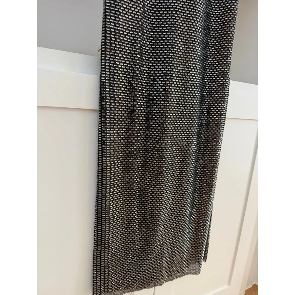 Self-Portrait Gunmetal Square Neck Rhinestone Maxi Dress - Dress