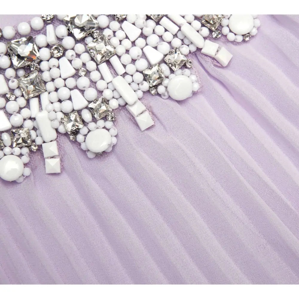 Self-Portrait Lilac Chiffon Feather Midi Dress - Dress