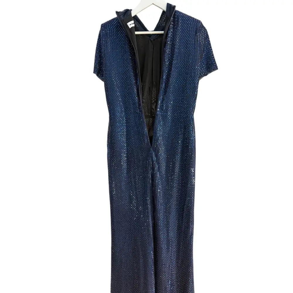 Self-Portrait Navy Rhinestone Mesh Twist Maxi Dress - Dress