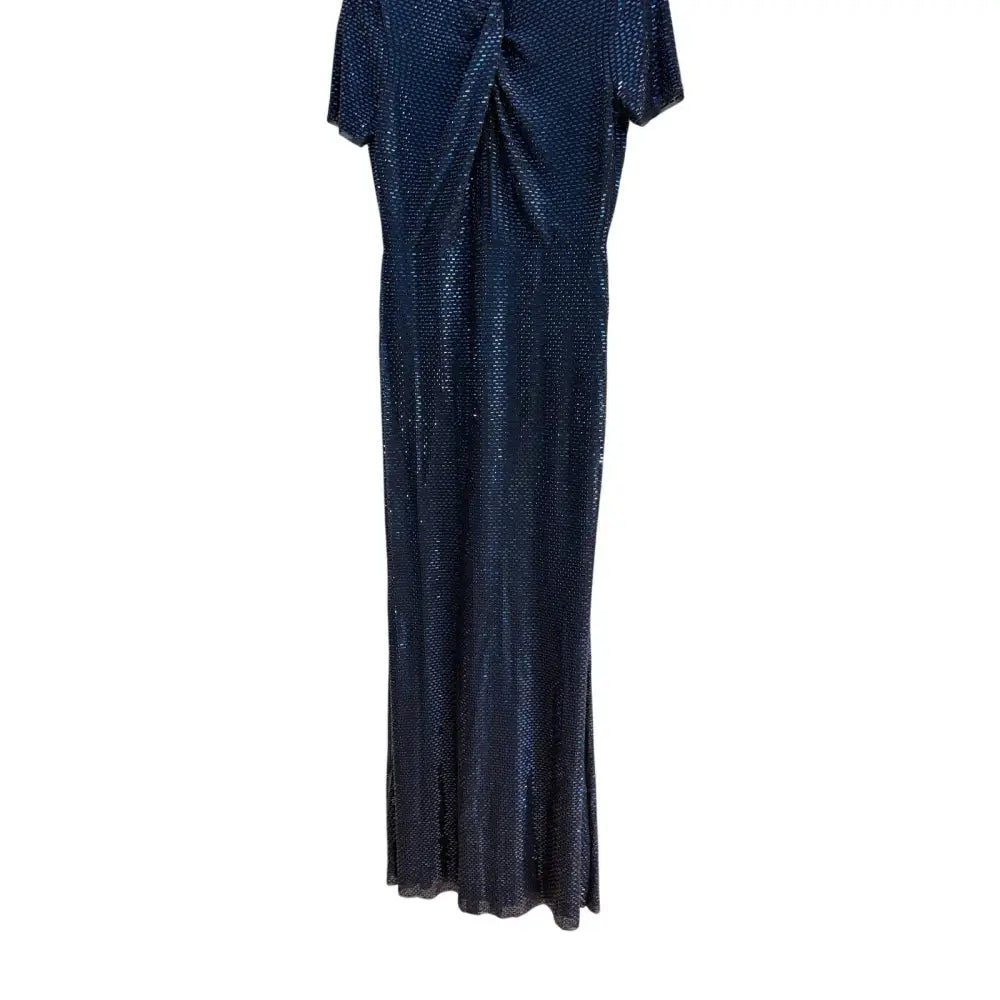 Self-Portrait Navy Rhinestone Mesh Twist Maxi Dress - Dress
