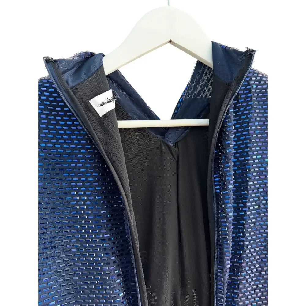 Self-Portrait Navy Rhinestone Mesh Twist Maxi Dress - Dress