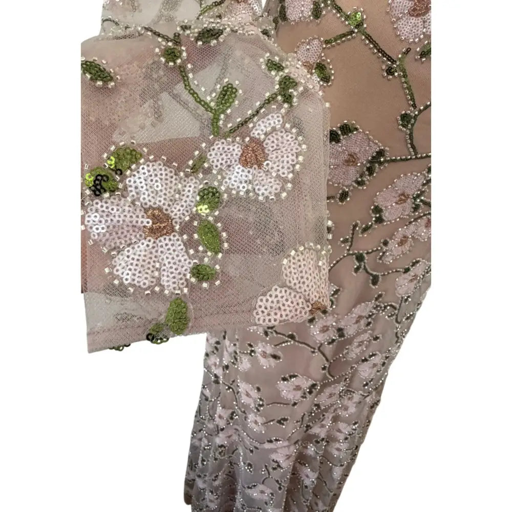 Self-Portrait Pink Floral Sequin Maxi Dress - Dress