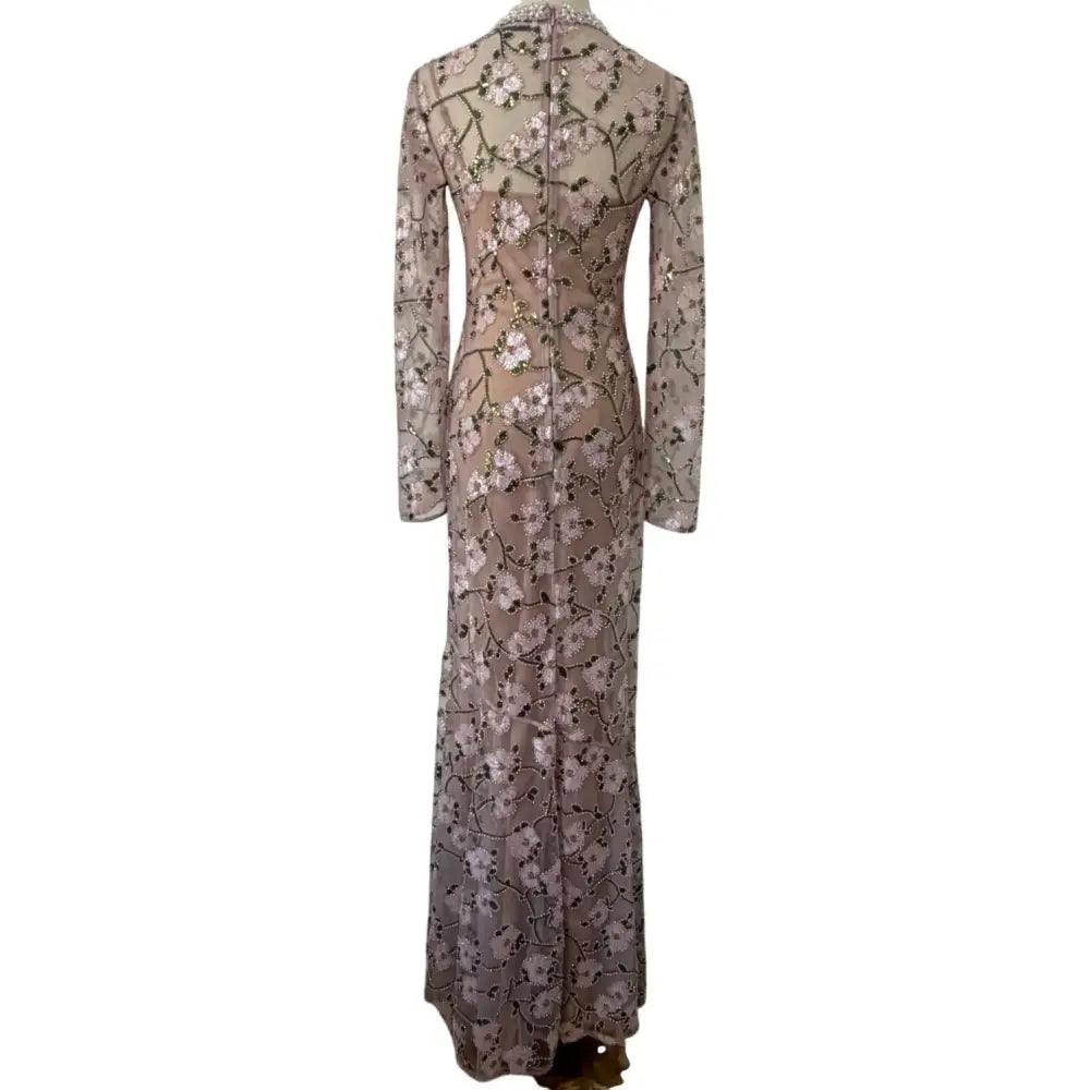 Self-Portrait Pink Floral Sequin Maxi Dress - Dress