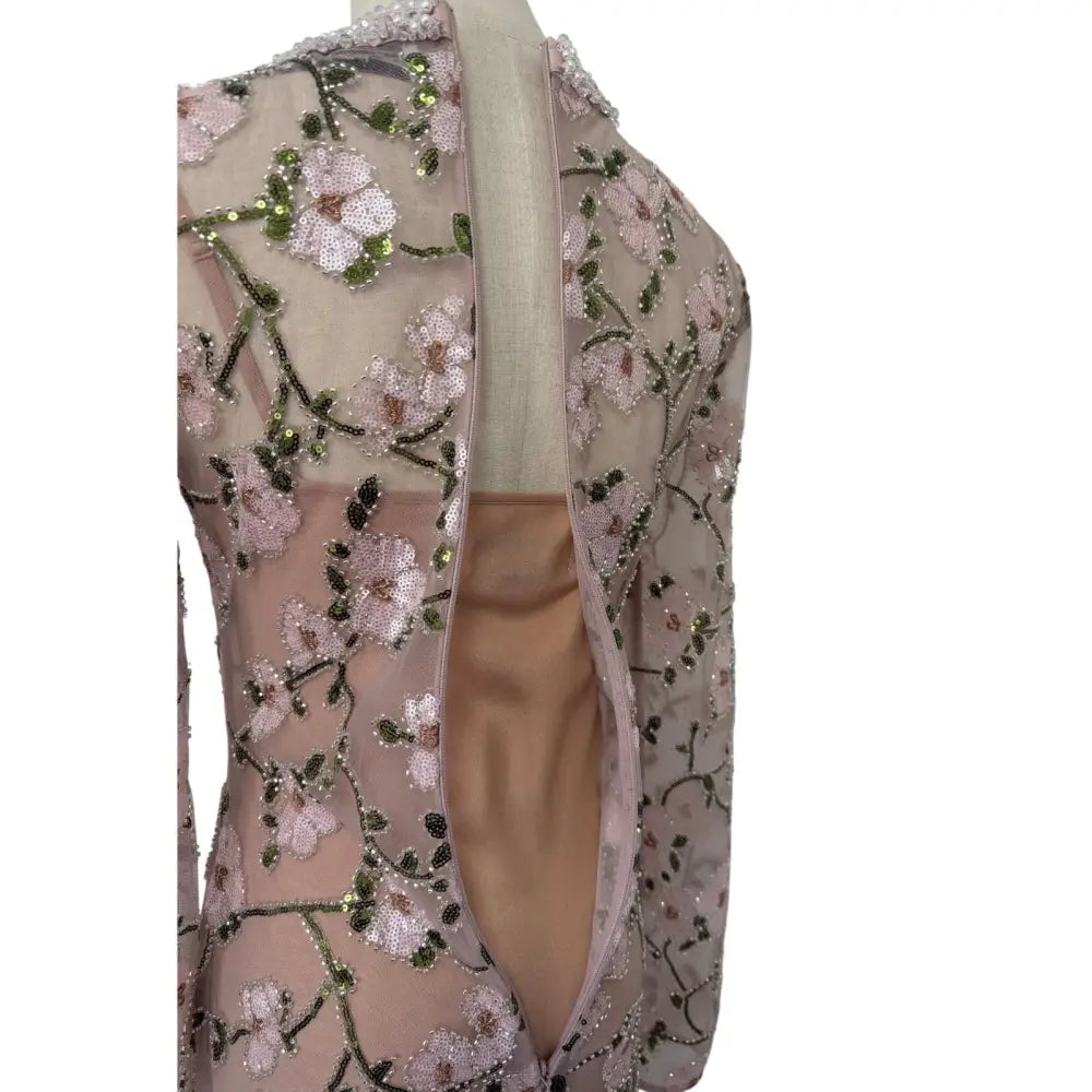 Self-Portrait Pink Floral Sequin Maxi Dress - Dress
