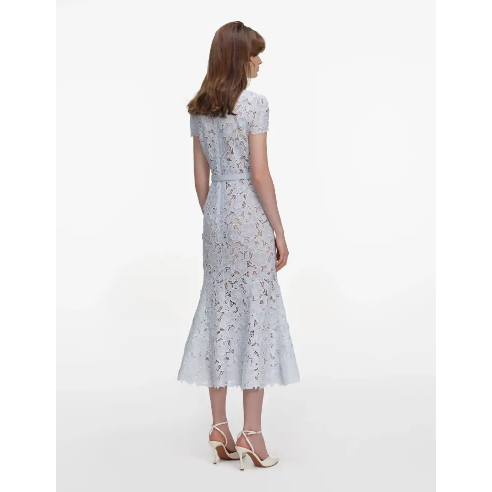 Self Portrait Pink Guipure Lace Midi Dress - Dress