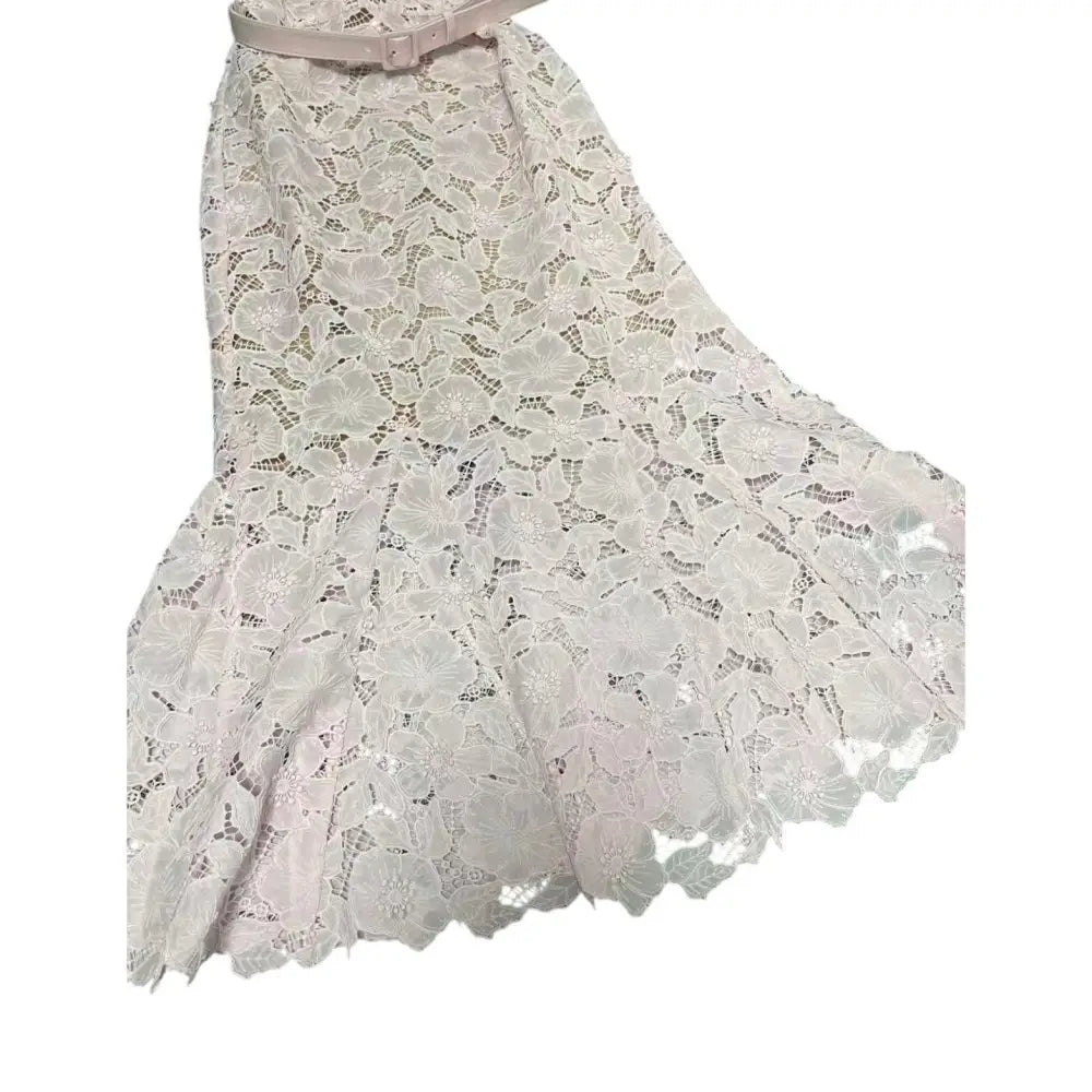Self Portrait Pink Guipure Lace Midi Dress - Dress