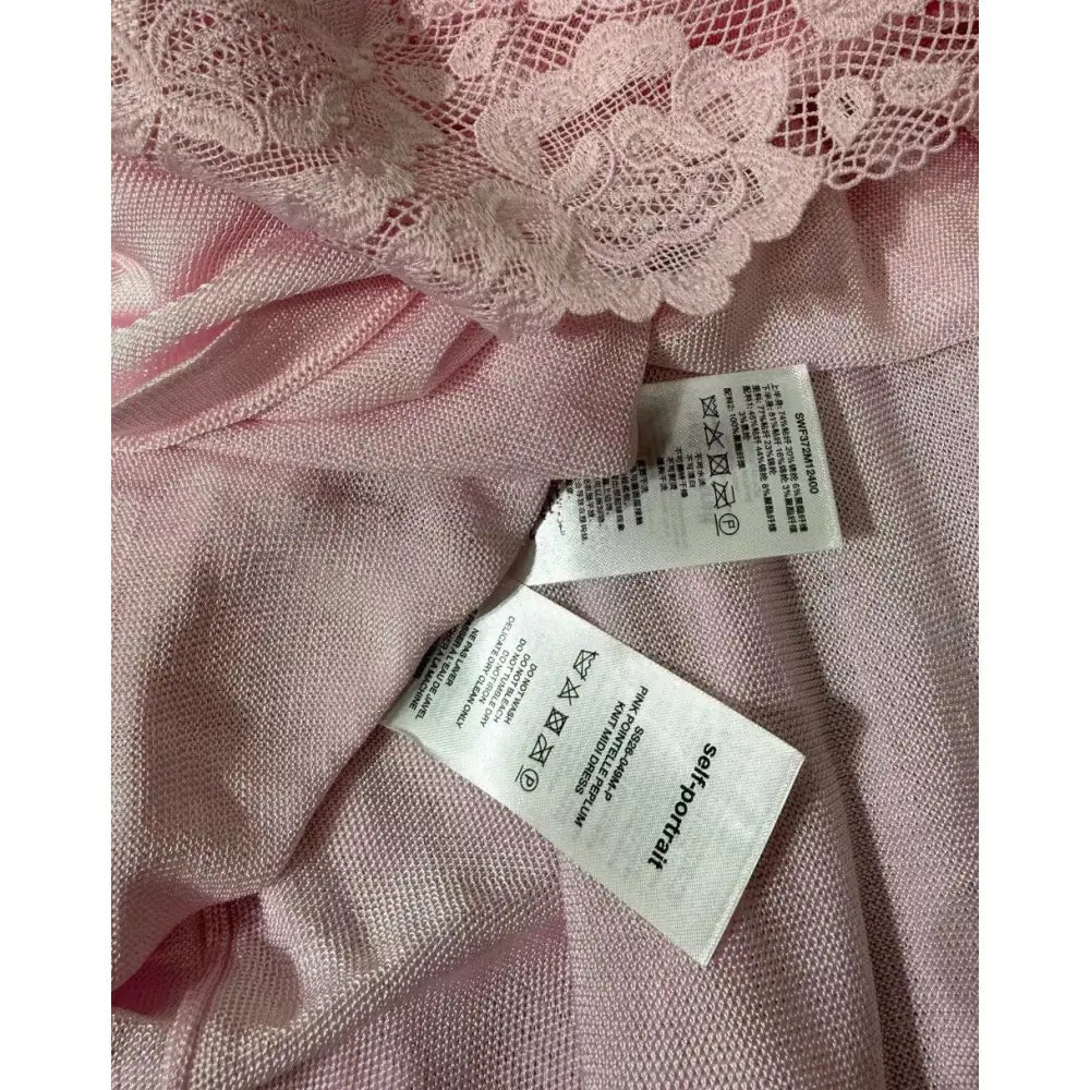 Self Portrait Pink Pointelle Peplum Knit Midi Dress - Dress