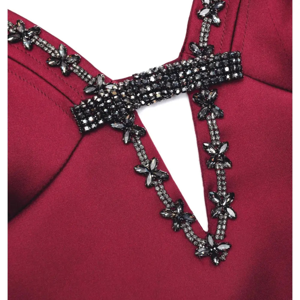 self-portrait Satin Strappy Mini Dress in Burgundy - 4 - Dress