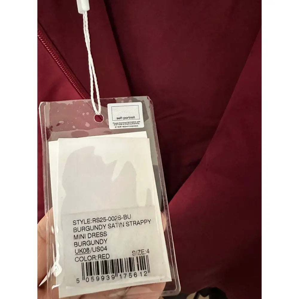 self-portrait Satin Strappy Mini Dress in Burgundy - 4 - Dress