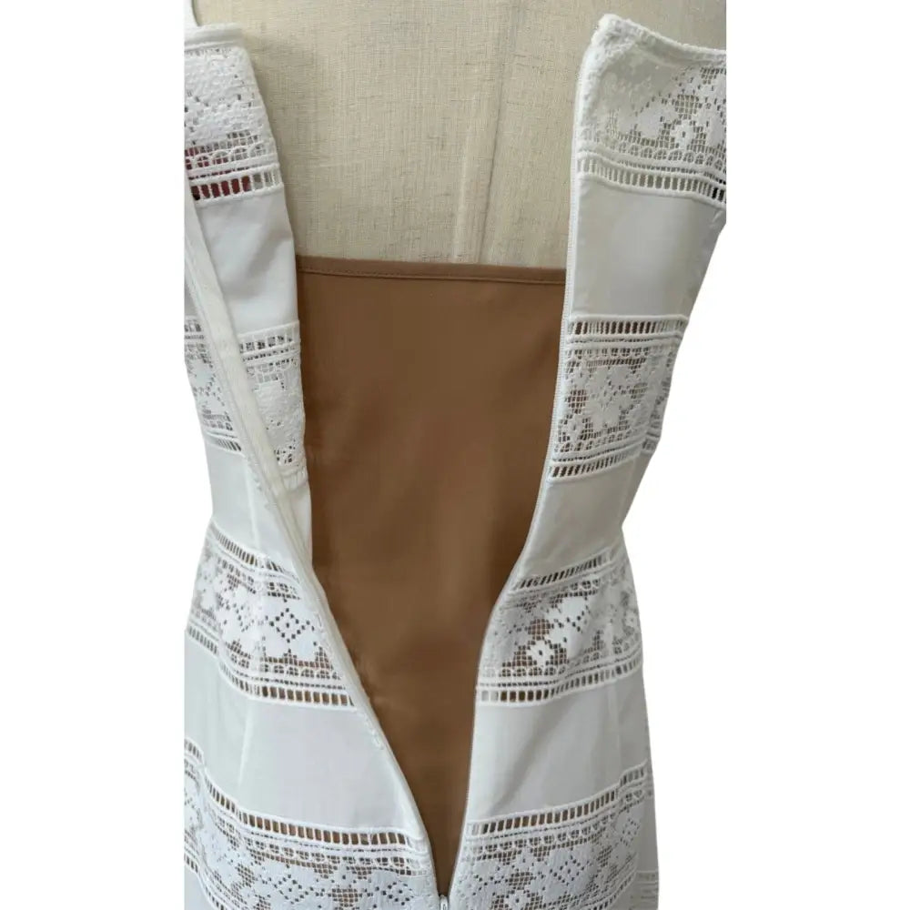 Self Portrait White Cotton Embroidered Midi Dress - Dress