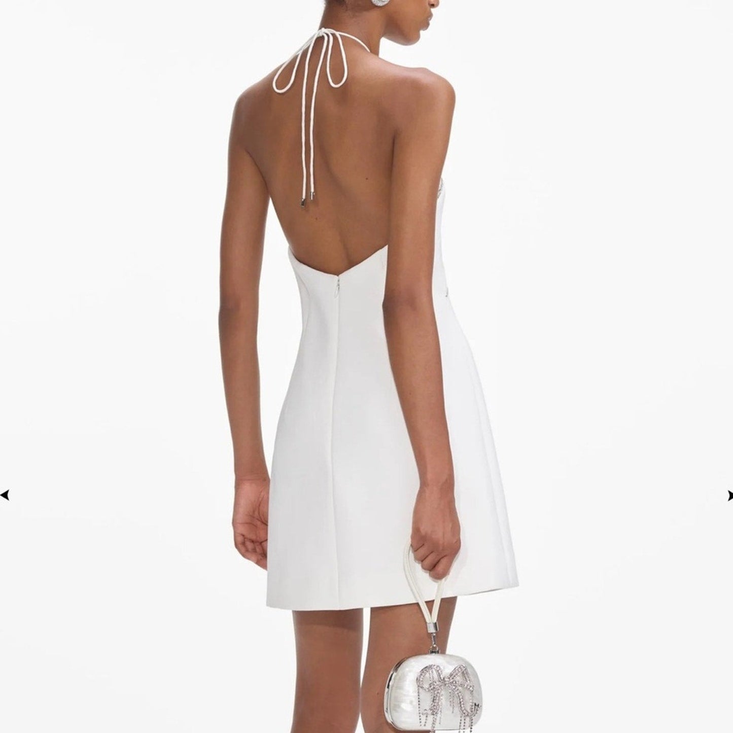 SELF PORTRAIT white crepe halter neck mini dress - Self - Portrait Bernardi Collective