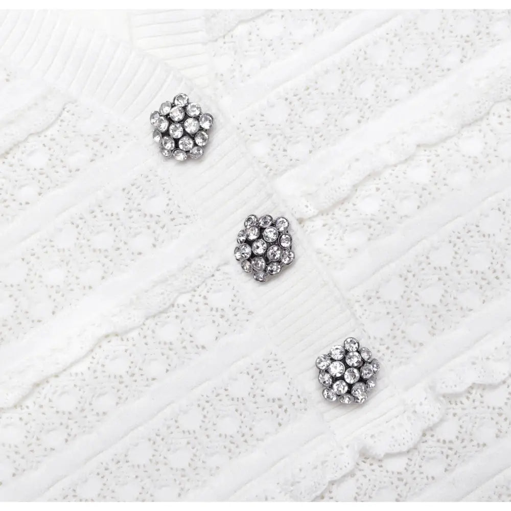 Self-Portrait White Pointelle Diamante Knit Mini Dress - Dress