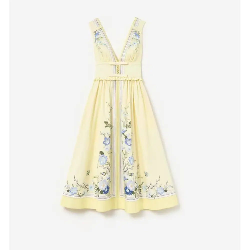 Self-Portrait Yellow Floral Cotton Midi Dress - Dress