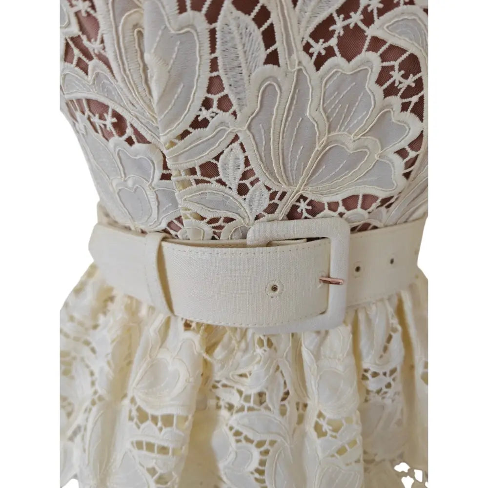 Self-Portrait Yellow Lace Peplum Midi Dress - Dress