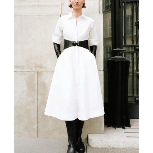 SIMKHAI Olson Belted Cotton Midi Dress - Dress