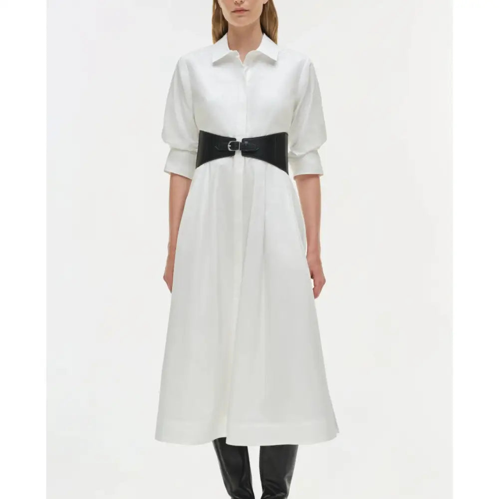 SIMKHAI Olson Belted Cotton Midi Dress - Dress