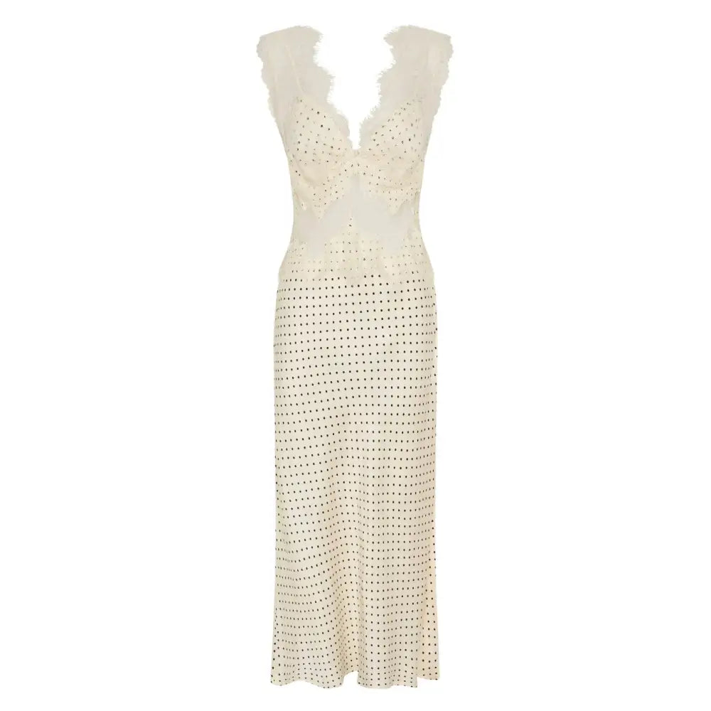 Third Form VISIONS LACE DEEP V MAXI DRESS CREAM POLKA DOT - Dress