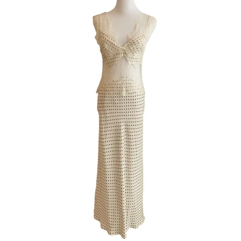 Third Form VISIONS LACE DEEP V MAXI DRESS CREAM POLKA DOT - Dress