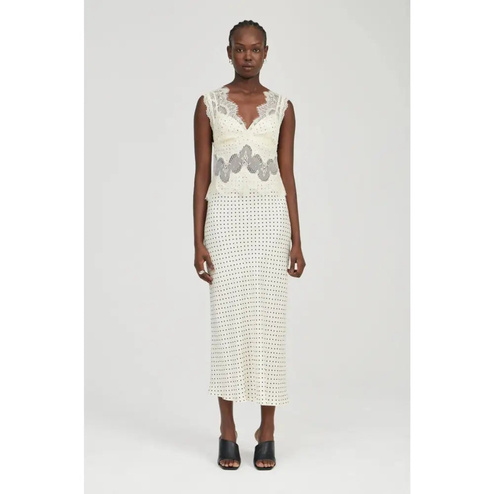 Third Form VISIONS LACE DEEP V MAXI DRESS CREAM POLKA DOT - Dress