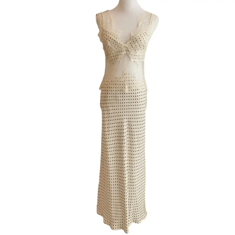 Third Form VISIONS LACE DEEP V MAXI DRESS CREAM POLKA DOT - Dress