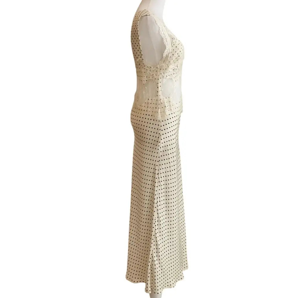 Third Form VISIONS LACE DEEP V MAXI DRESS CREAM POLKA DOT - Dress