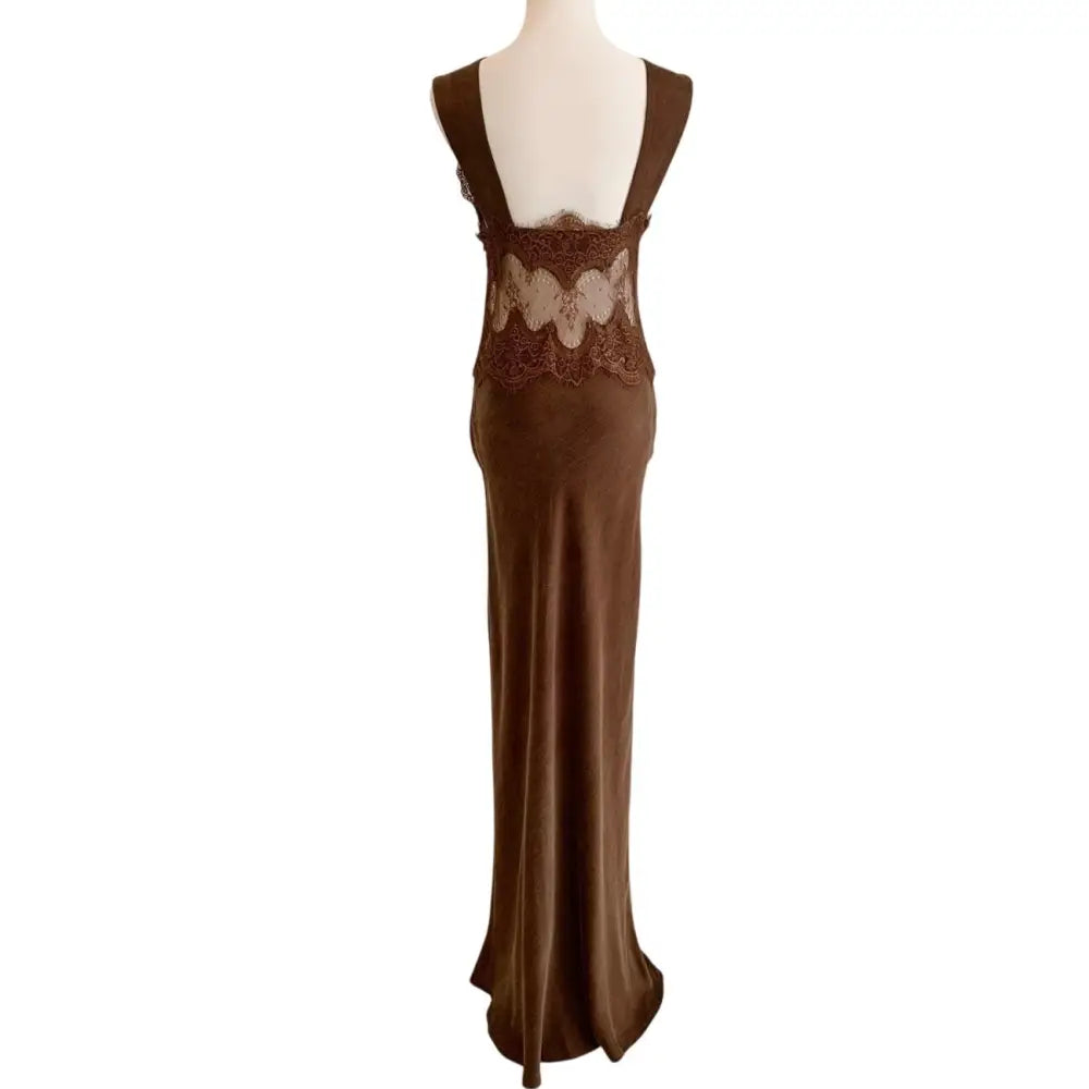 Third Form VISIONS LACE FLOOR LENGTH DRESS | CHOCOLATE - Dress