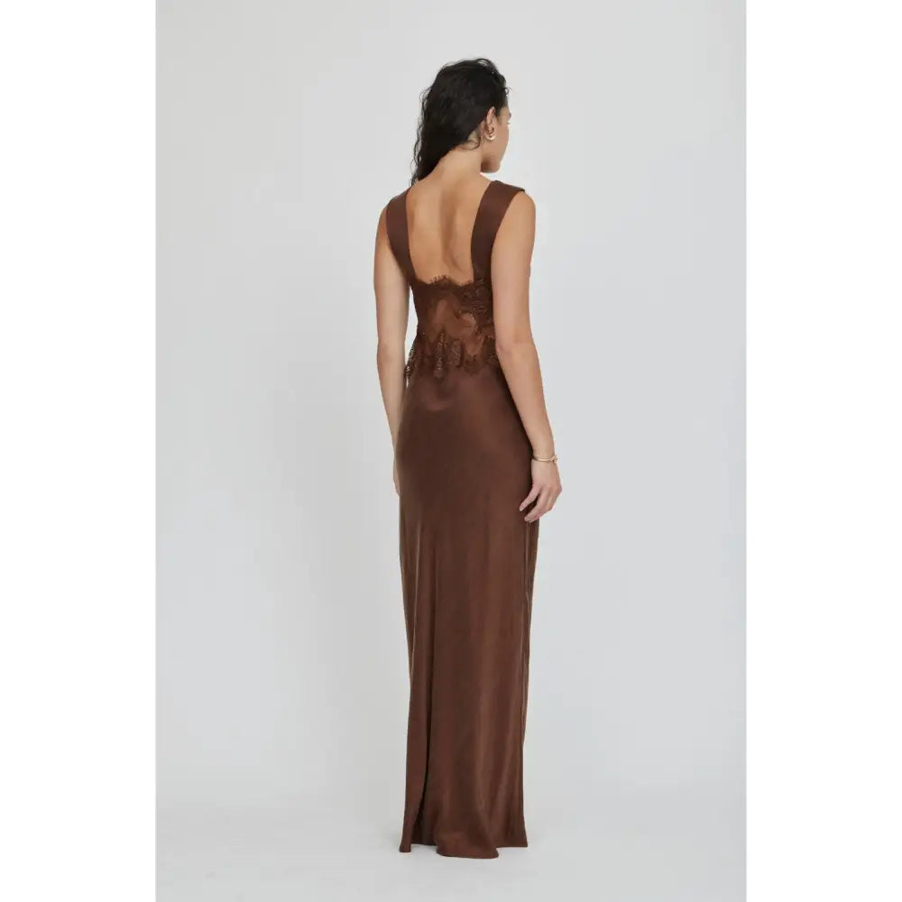 Third Form VISIONS LACE FLOOR LENGTH DRESS | CHOCOLATE - Dress