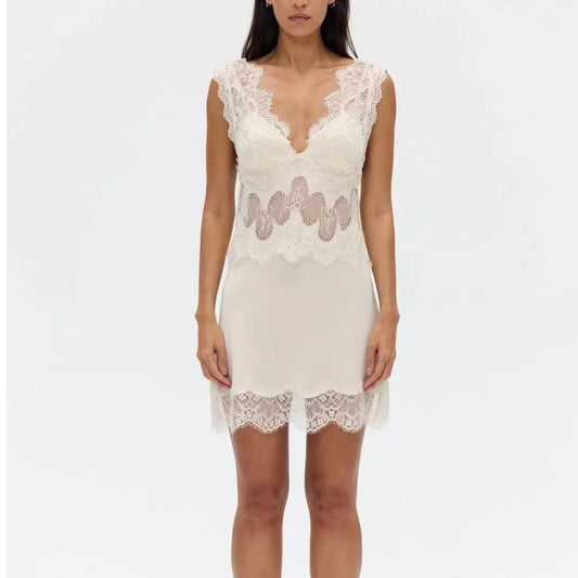 Third Form VISIONS LACE MINI DRESS BUTTERCREAM