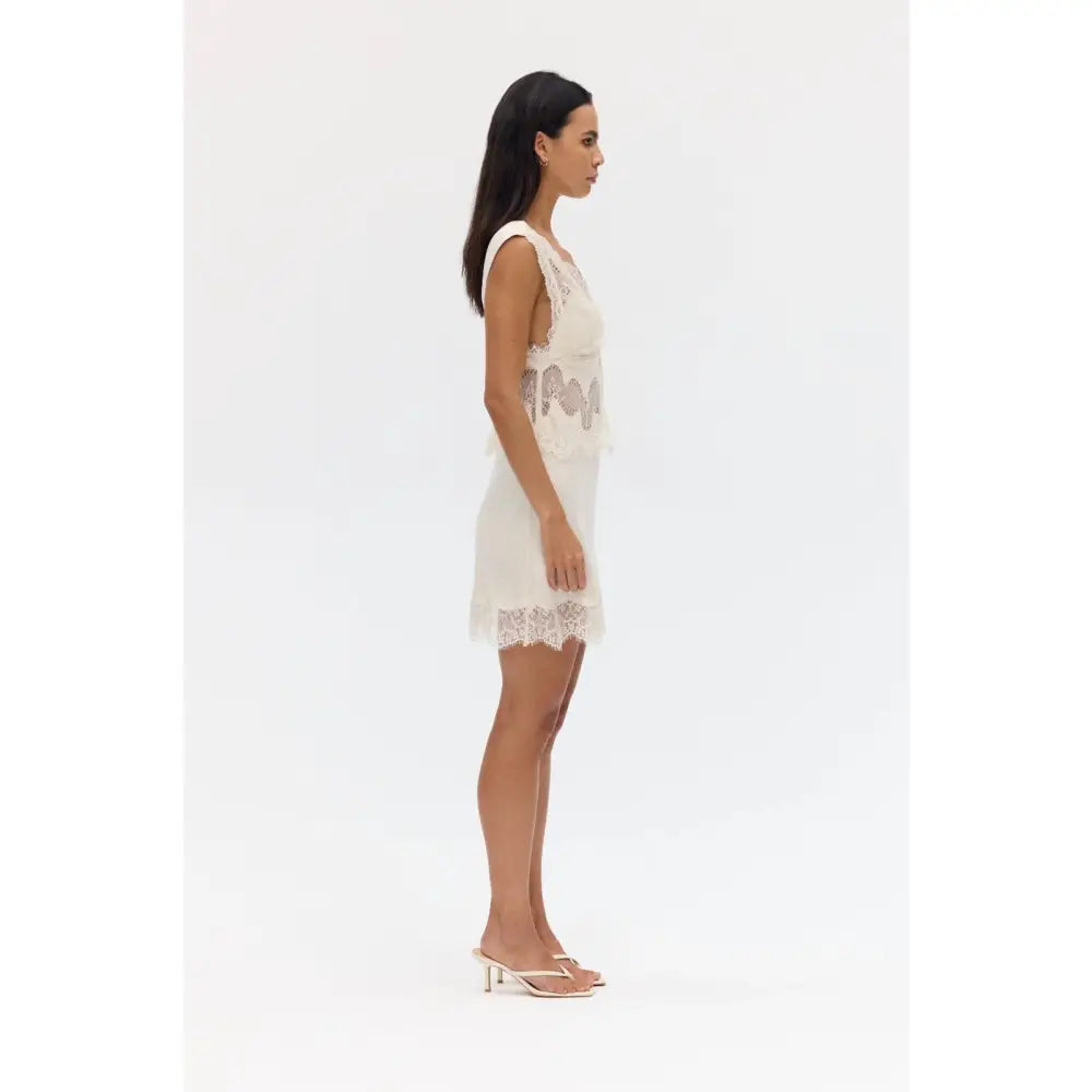 Third Form VISIONS LACE MINI DRESS BUTTERCREAM
