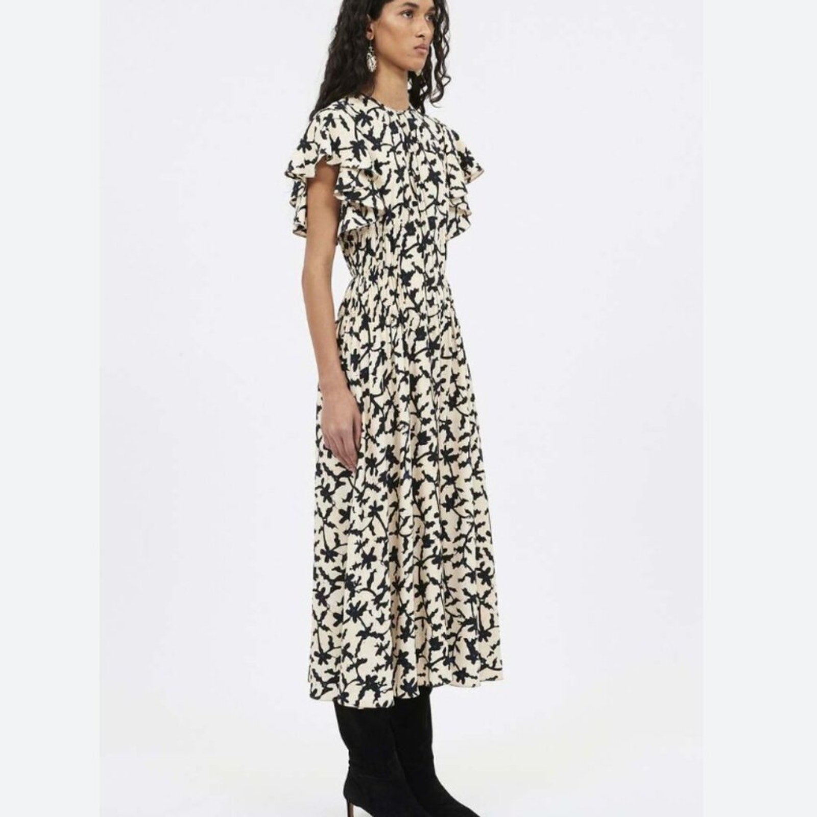 Ulla Johnson Anais White Floral Printed Dress Moonstone US 8 - Ulla Johnson Bernardi Collective