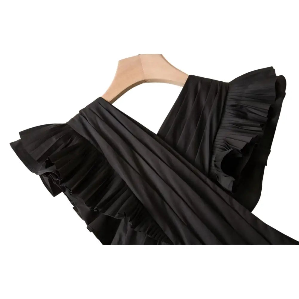 Ulla Johnson Aurore Dress Black Ruffle Midi Dress - Dress