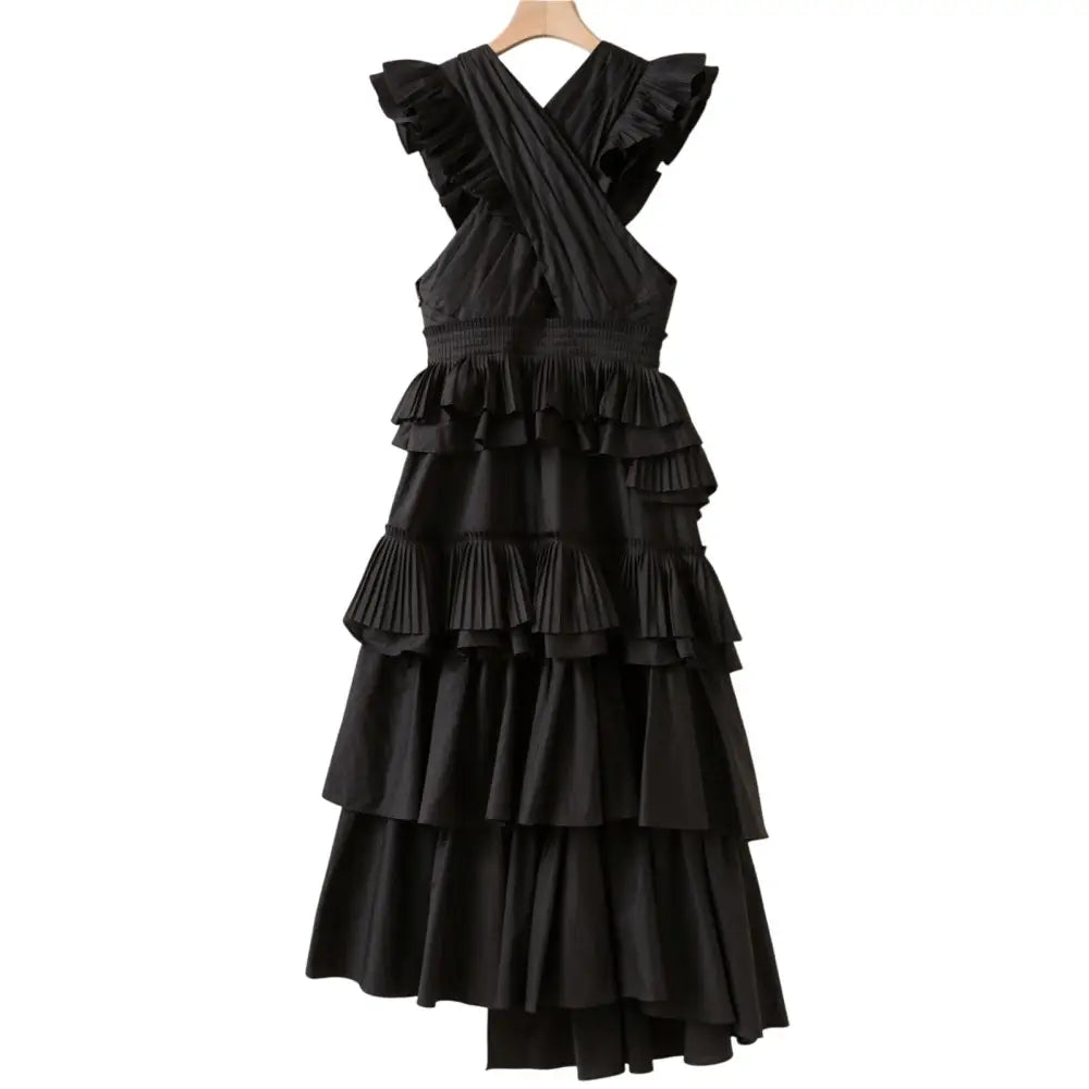 Ulla Johnson Aurore Dress Black Ruffle Midi Dress - Dress