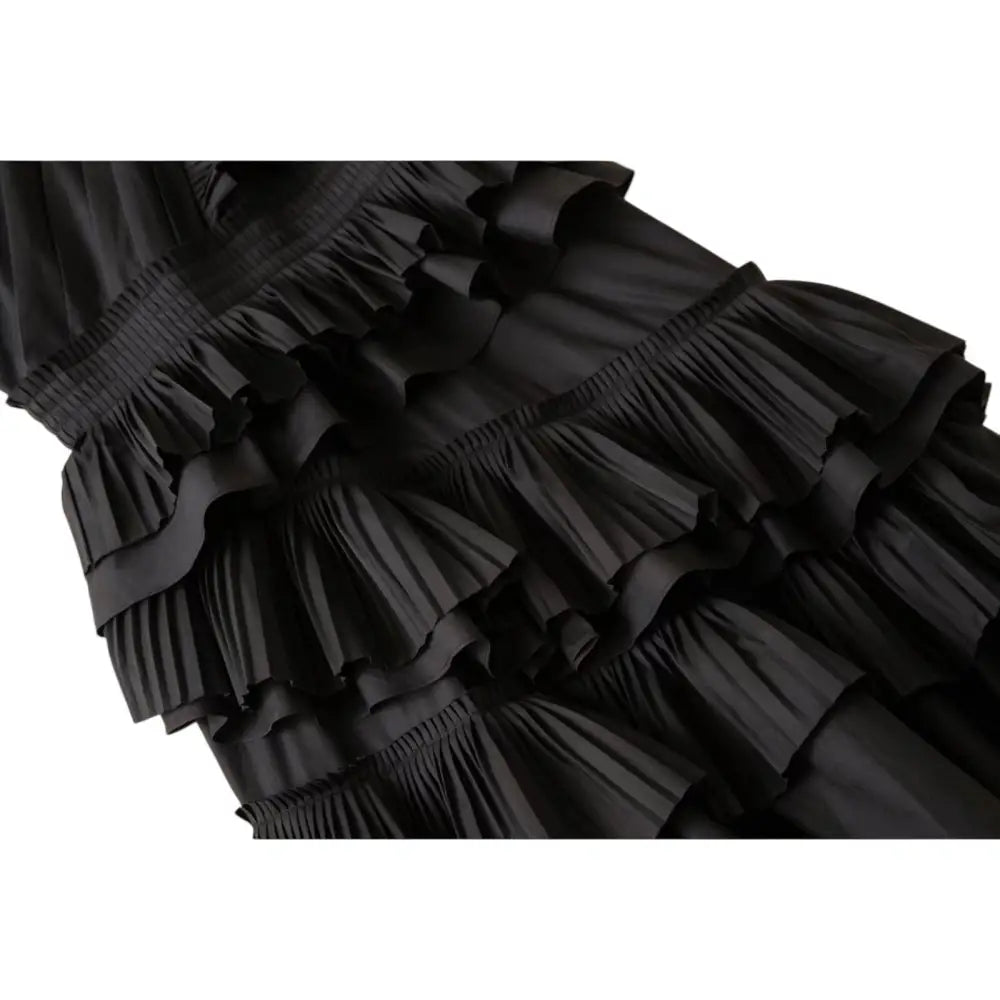 Ulla Johnson Aurore Dress Black Ruffle Midi Dress - Dress